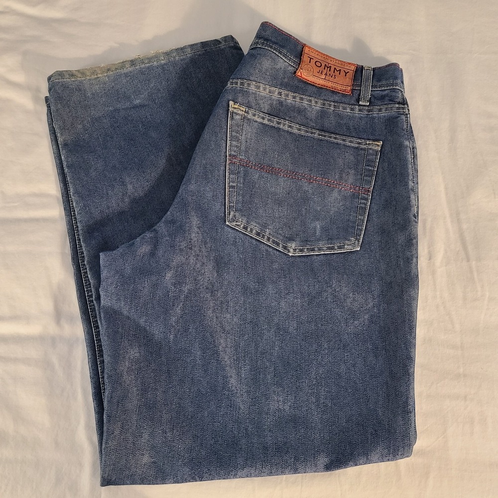 Vintage Tommy Jeans Men's 36x32 Denim Y2K 90s Baggy Hip Hop Blue Medium Wash EUC